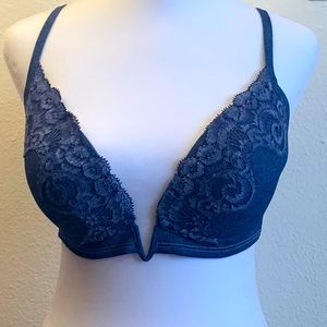 La Perla 36D soft cup denim blue v front bra